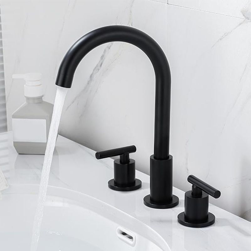 High-Arc Sink Faucet 3 Hole Lever Handle Bathroom Faucet with Water Hose