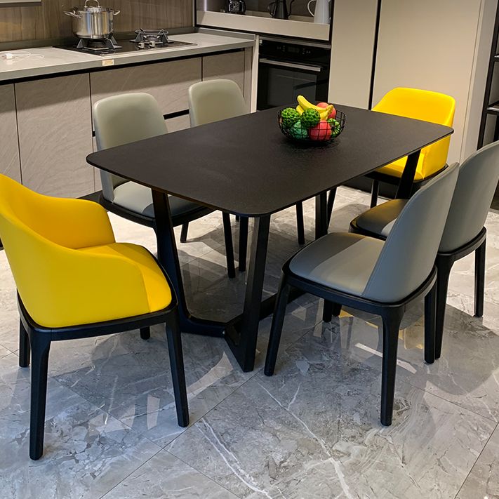 Rectangle Dining Table Sintered Stone Dining Table with Trestle Base