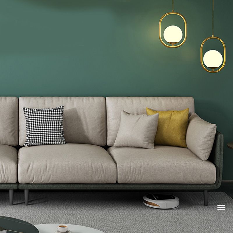 Contemporary Faux Leather Sofa with Pillows Back and Pillow Top Arm