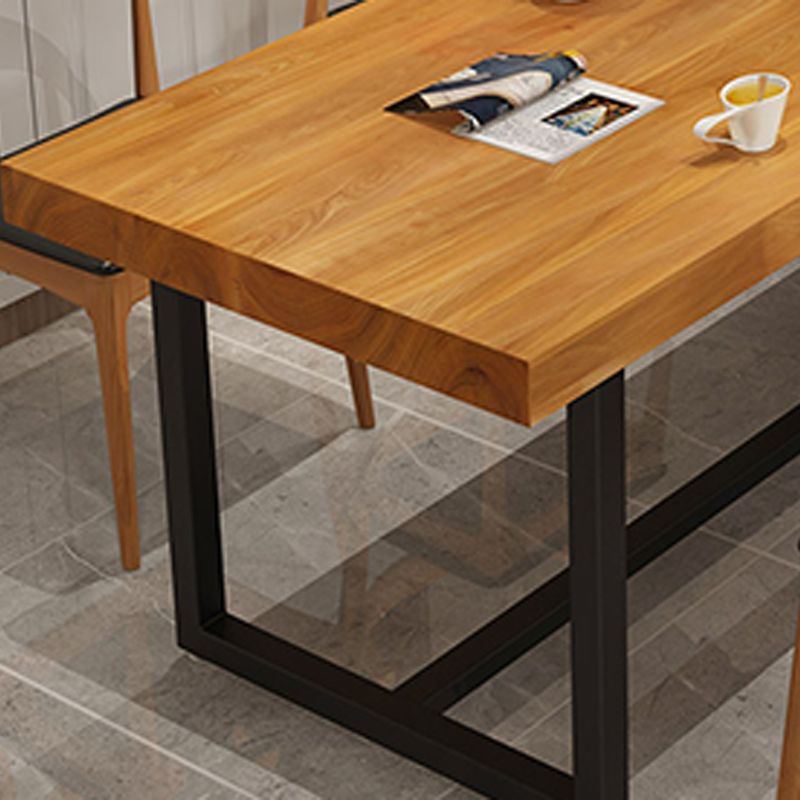 Rectangle Black Base Dining Table Modern Pine Wood Table for Dining Room