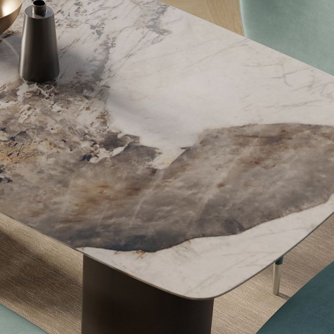 Modern Rectangle Dining Table Set 1/4/5/7 Pieces Sintered Stone Top Dinette Set