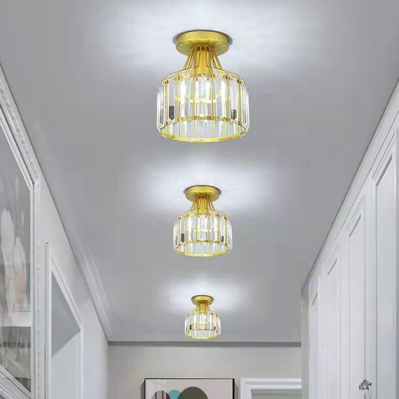 Crystal Cylinder Semi Mount Lighting Simplicity 1 Light Semi Flush Mount