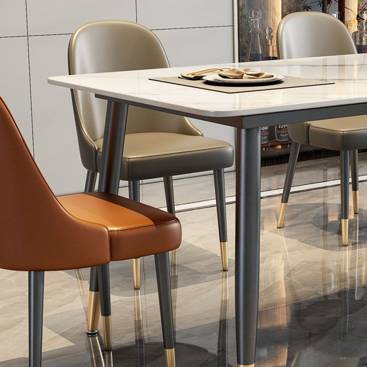 Sintered Stone Top Dining Table Metal Base Table for Dining Room