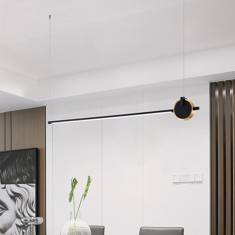 Black metal eiland licht modern 1-head lineair restaurant hangende lamp met acryl schaduw