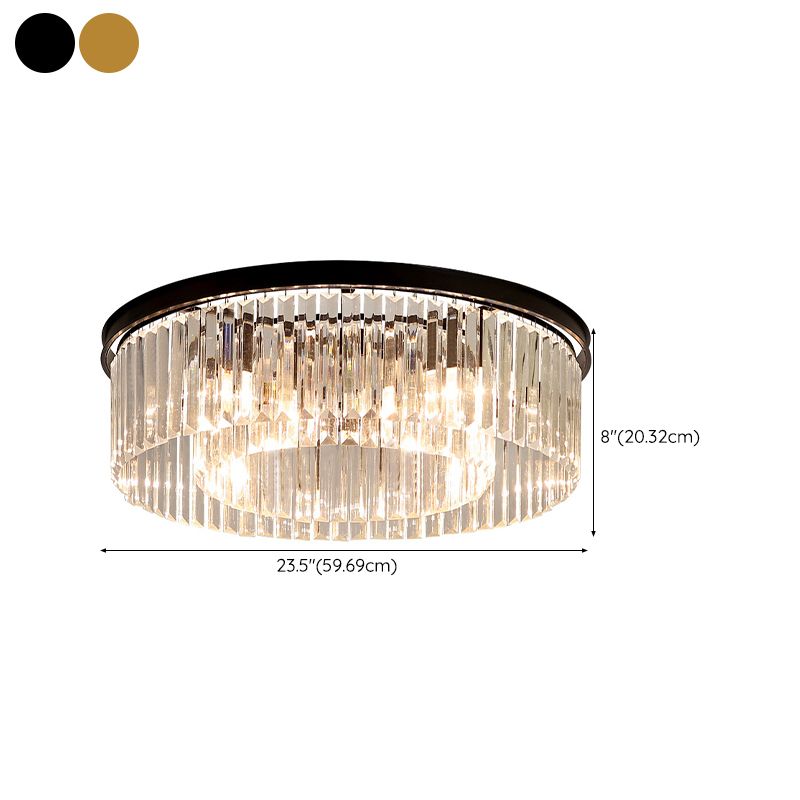 Modern Flush Mount Lamp Round Ceiling Lighting with Crystal for Living Room