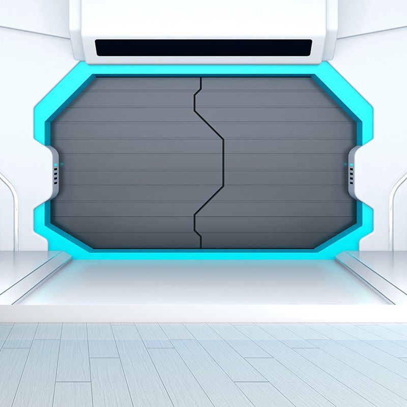 Door of Spaceship Mural Decal Science Fiction Stain Resistant Bedroom Wall Covering, Customized