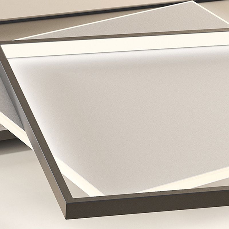 Moderne minimaliste métal encastré plafonnier carré superposé forme LED encastré éclairage de chambre à coucher