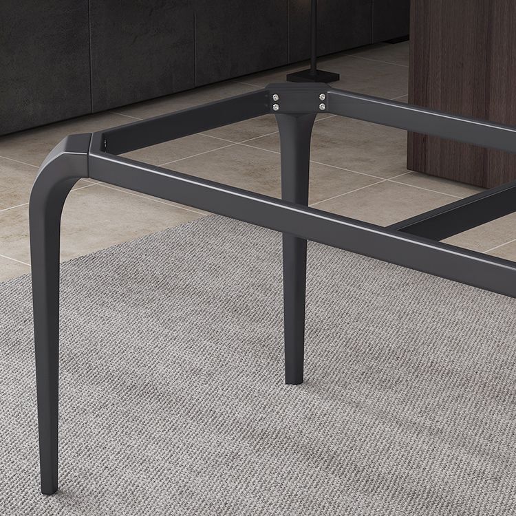 Rectangle Industrial Dining Table Black Sintered Stone Fixed Table