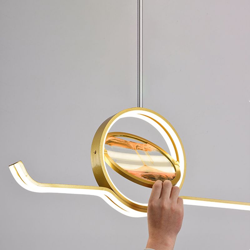 Modern Aluminum Island Light Fixtures Geometry 2-Light Restaurant LED Hanging Lamps