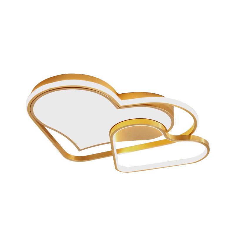 Dual Loving Heart Flush Lamp Fixture Nordic Style Metallic LED Gold Flush Mounted Licht