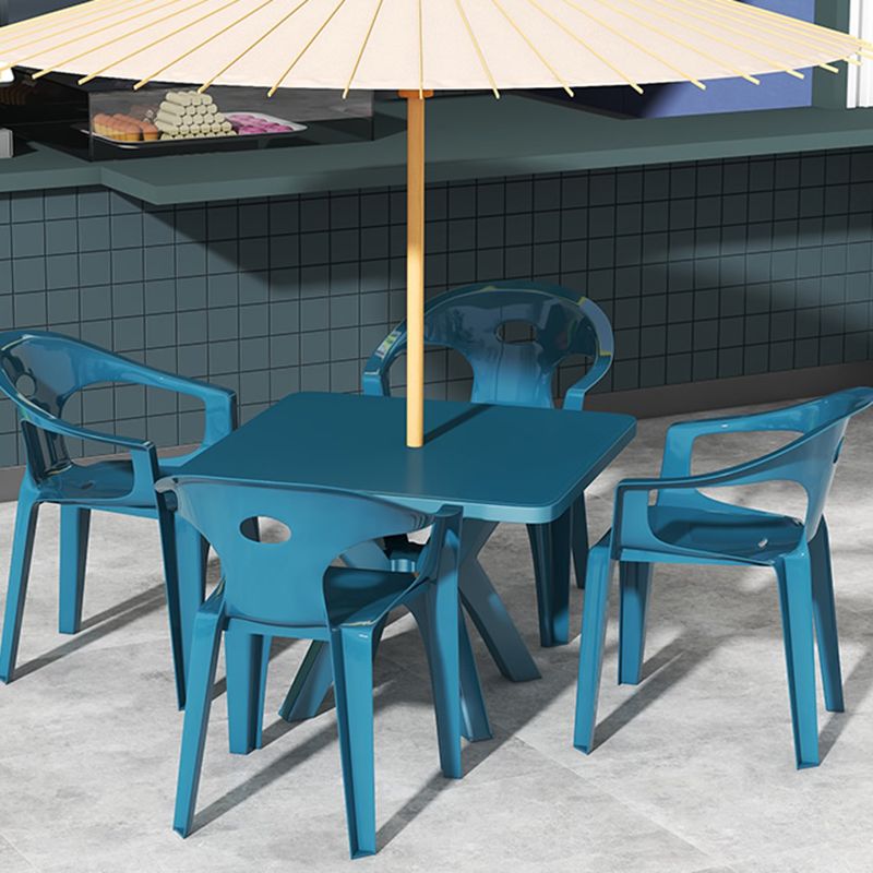 Modern Square Patio Dining Table 1/5 PCS Dining Set with Acrylic Chairs for Outdoors