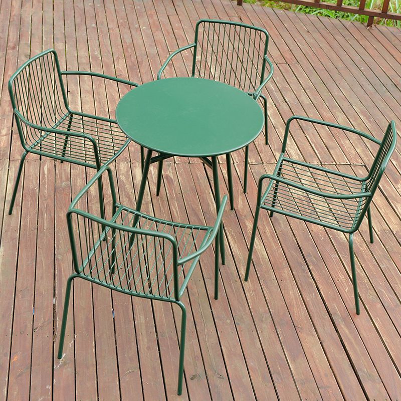 Modern Style Metal Round Dining Set 1/3/4/5 Pieces Metal Dining Table Set for Outdoor