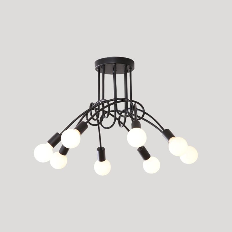 Lámpara de techo semi empotrada de metal estilo loft para dormitorio con diseño de bombilla abierta