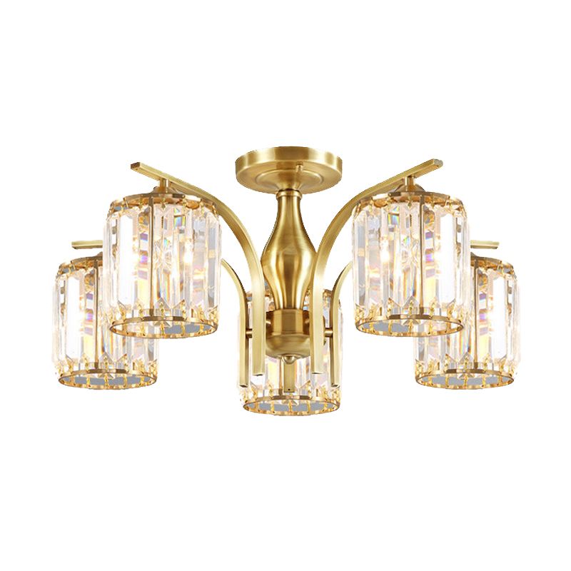 Modern Minimalist Ceiling Lamp Crystal Shade Flush Mount Light Fixture for Bedroom