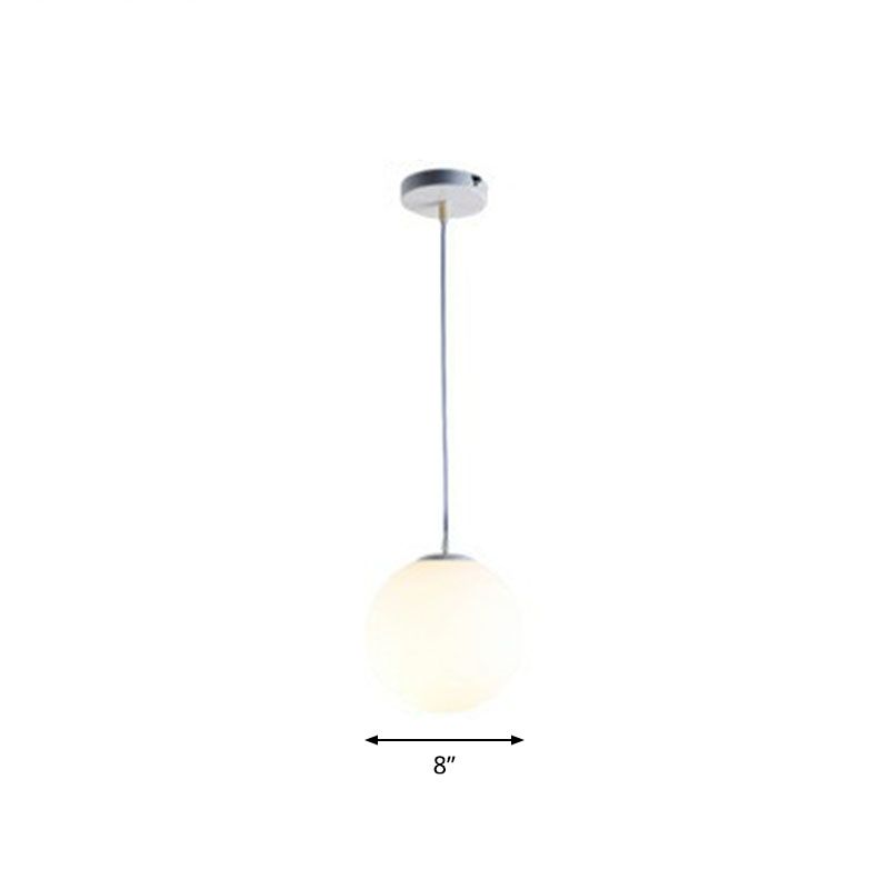 Opaque Glass Spherical Hanging Lamp Modern 1 Head White Pendant Lighting for Dining Room