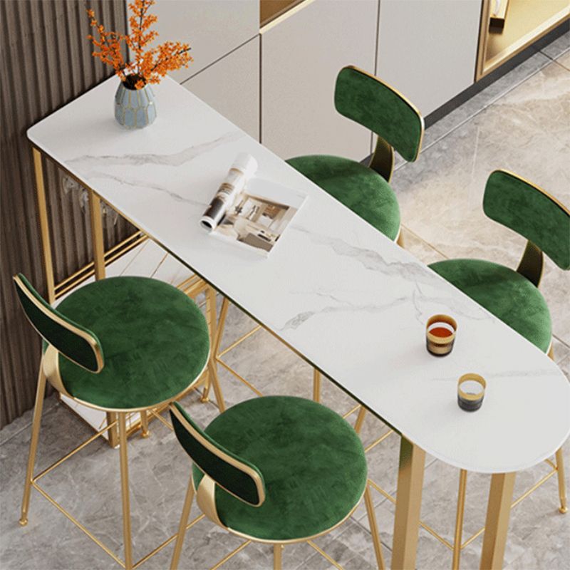 Glam Style Upholstered Counter Stool Armless Bar Stool with Footrest