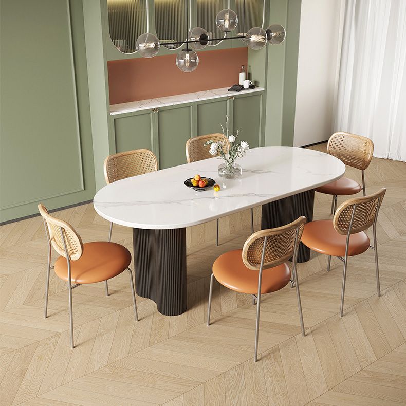 Simplicity Dinette Table Oval Stone Dining Room Table for Dining Room