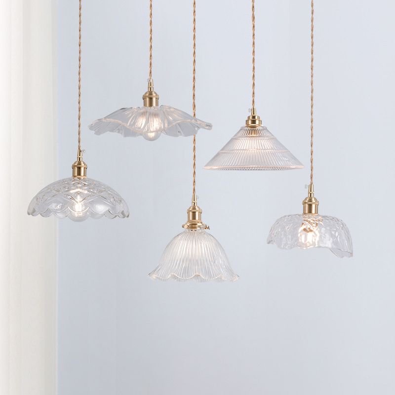 Retro Industrial Ceiling Pendant 1 Light Clear Glass Pendant Light for Kitchen