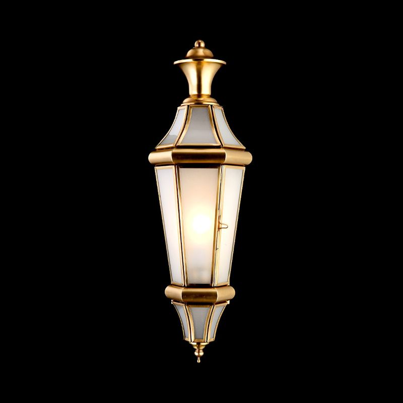 Brass Urn Shaped Wall Mounted Light Vintage Translucent Glass 1 Light Bedside Sconce Lamp