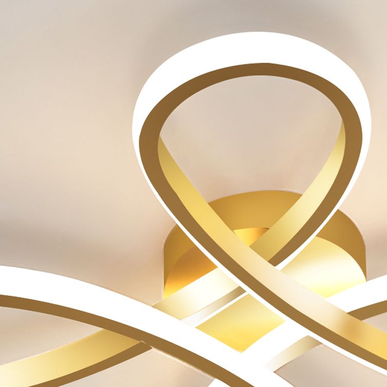 Metal Floral Ceiling Mounted Fixture Simple Style Ceiling Flush in Gold