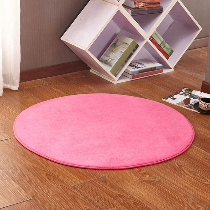 Tapis moderne à shag ordinaire rond Polyester tapis intérieur