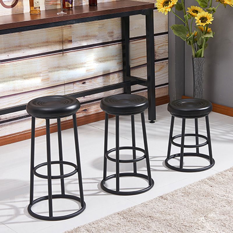 Modern Round Bar Stool Footrest Backless Counter and Bar Stool with Iron Legs