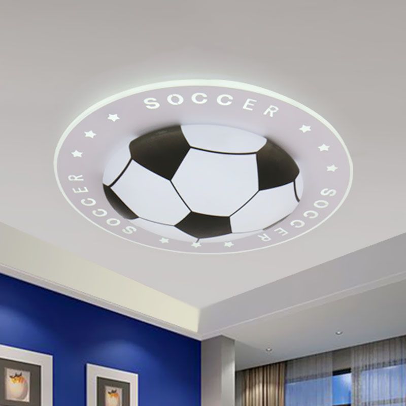 16.5"/20.5" W Kids LED Flush Mount Spotlight Black/Blue Football Flushmount Ceiling Lamp with Acrylic Shade