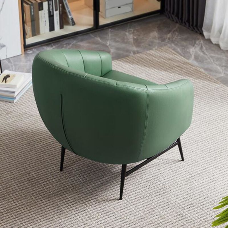 29.5" Wide Faux Leather Sewn Pillow Back Sponge Sloped Arms Barrel Chair