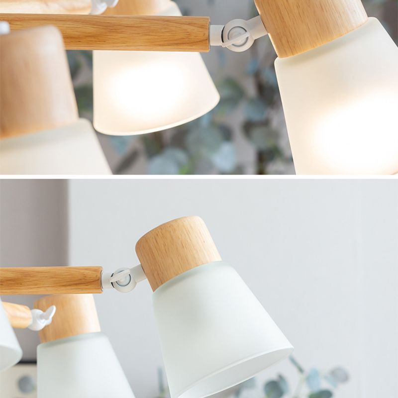 Nordic Ceiling Lighting Radial Semi Flush Mount with Wood for Living Room