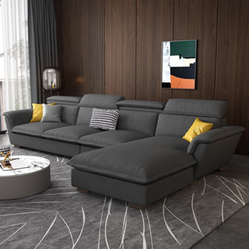 Flared Arm L-Shape Sectional Right Hand Facing Sofa and Chaise for Four People