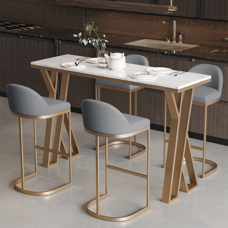 Glam Style Bar Table Set 1/2/5 Pieces Rectangle Bar Table with High Stools for Kitchen