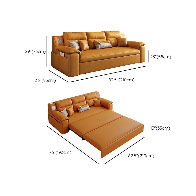 32" Wide Contemporary Futon Sofa Bed Orange Pillow Back Sleeper Sofa