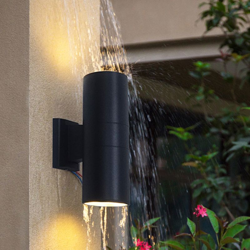 Contemporary Black Wall Light Cylinder 2 Lights Wall Washer with Aluminum for Outdoors