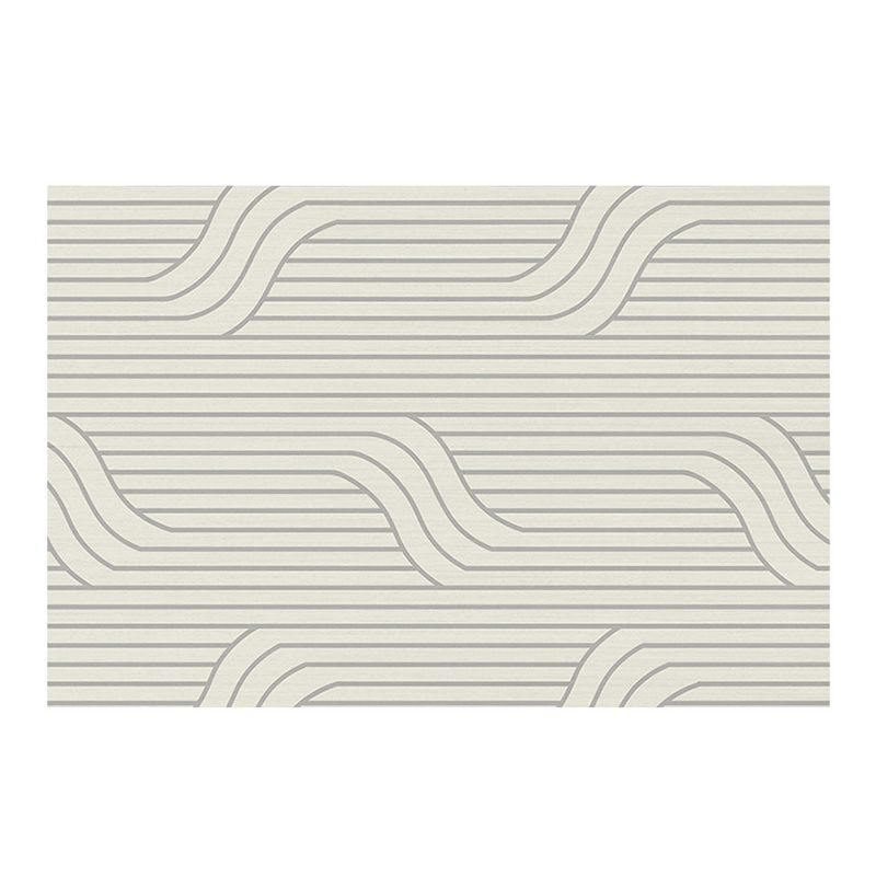 Light Gray Stripe Carpet Polyester Modern Carpet Non-Slip Backing Carpet for Living Room