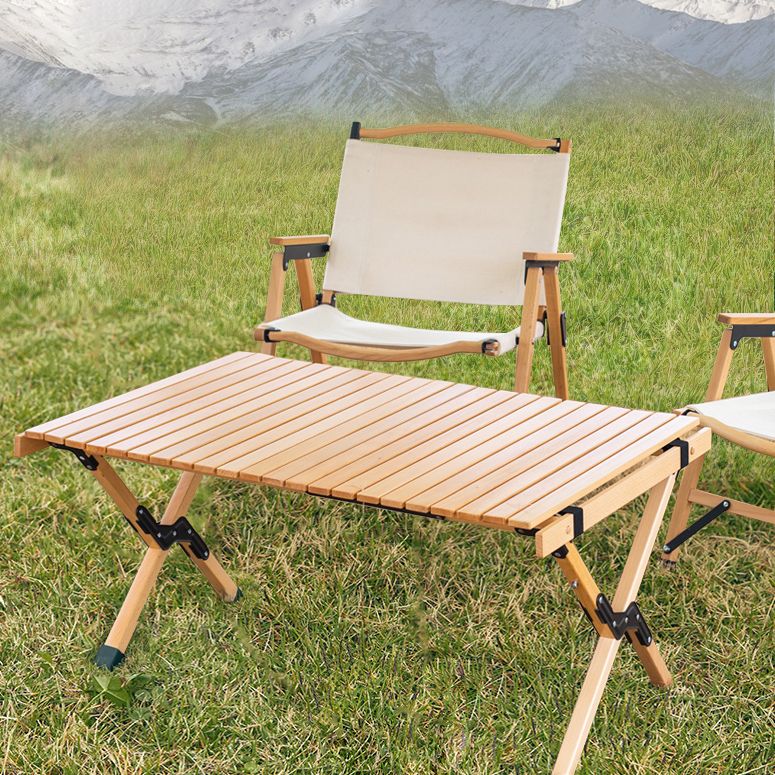 Industrial Patio Table Solid Wood Beech Foldable Camping Table