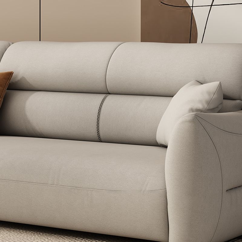 Stain Resistant Stationary Faux Leather Living Room Square Arm Sewn Pillow Back Sofa