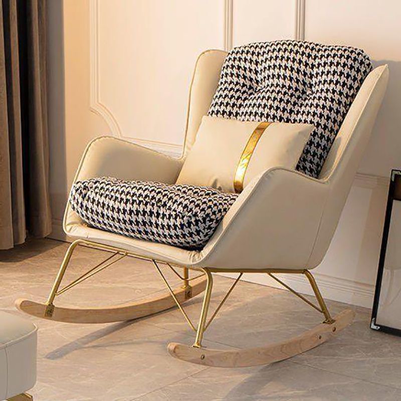 Modern Upholstered Rocker Chair Metal Frame Dirt Resistant Rocker Chair