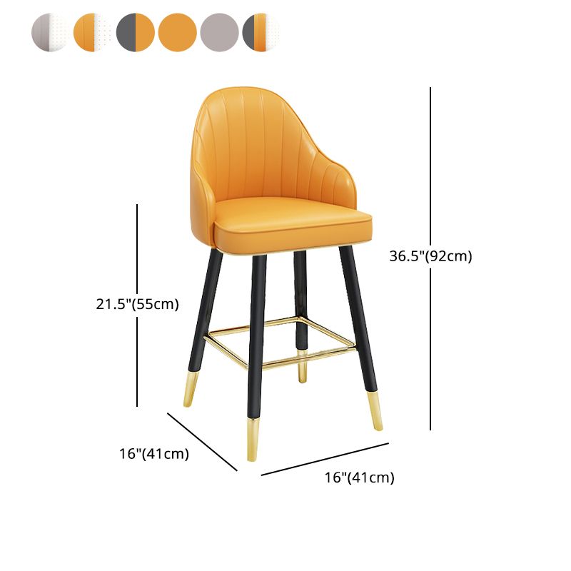Modern Armless Backrest Counter Stool Steel Household Bar Stool with Pedal and Cushion