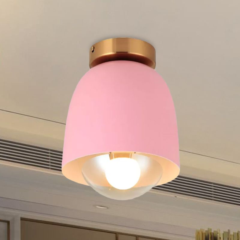 Plafoniera da incasso bianca/rosa/gialla/caffè con paralume Plafoniera moderna in metallo e vetro a 1 testa per corridoio