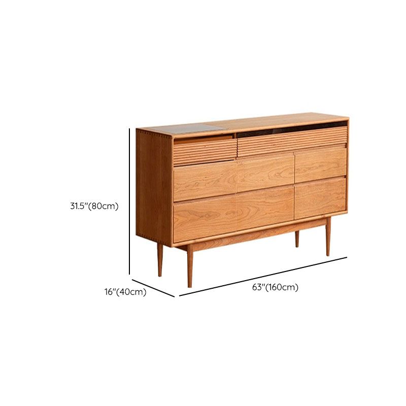 Modernism Horizontal Double Dresser Solid Wood Storage Dresser for Bedroom