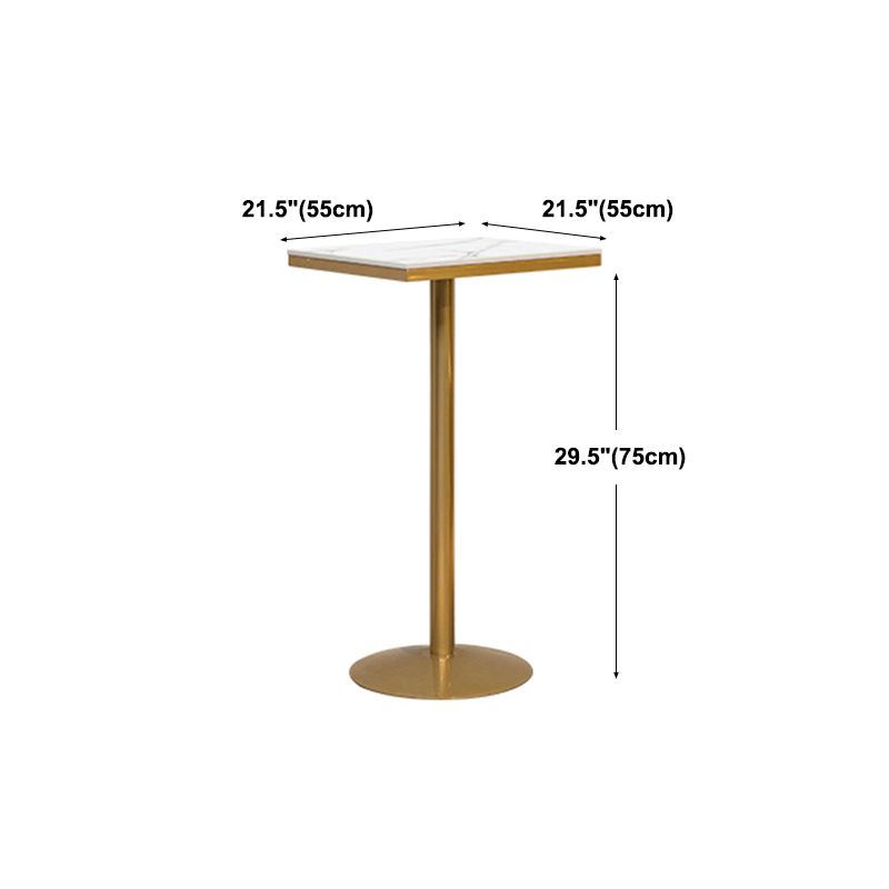 Glam Faux Marble Bistro Table Indoor Gold Steel Bar Dining Table with Single Pedestal