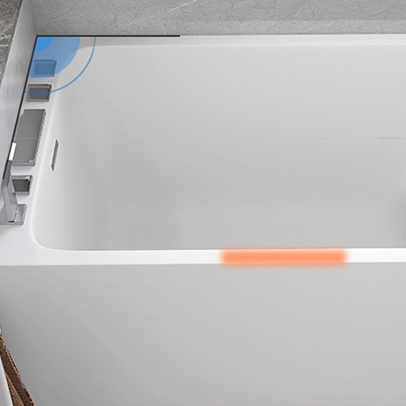 Modern White Acrylic Rectangle Bathtub Back to Wall with Drain Bath Tub