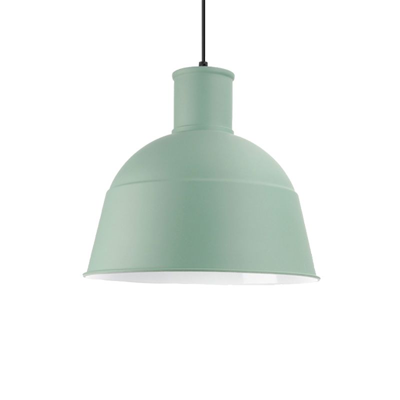 Dining Room Kindergarten Bowl Pendant Light Aluminum One-Light Macaron Loft Hanging Lamp
