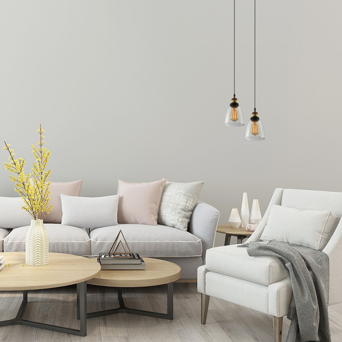 5,5 "/7" Light industriale a sospensione a cono largo 1 lampada appesa a grigio chiaro/marrone/trasparente in bronzo