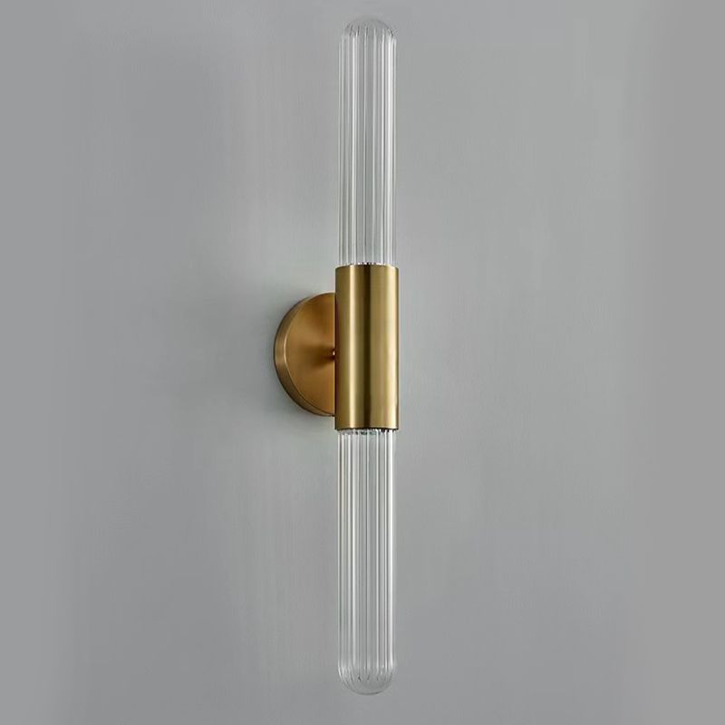 2-Light Golden Wall Mounted Sconce LED Glass Wall Light for Living Room