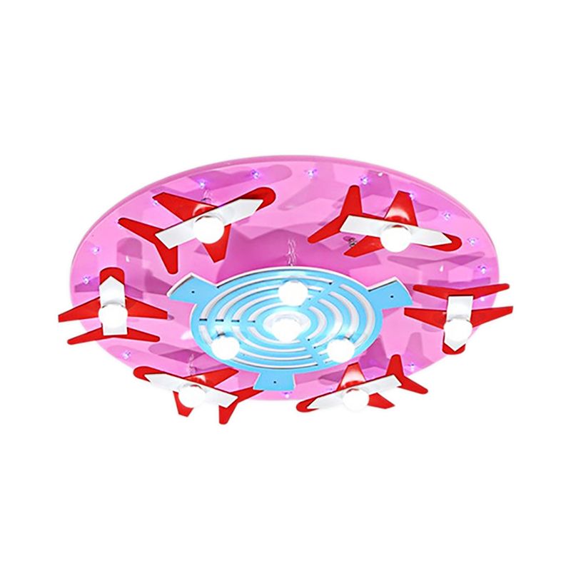 Lampada da soffitto rotonda in legno con sala giochi per aeroplano Lampada da soffitto per bambini accattivante