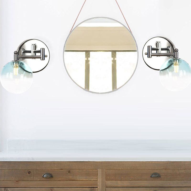 Adjustable Industrial Globe Sconce Glass 1-Light Sconce Light