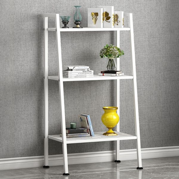 Modern Style Ladder Bookshelf Open Back Metal Bookcase for Home