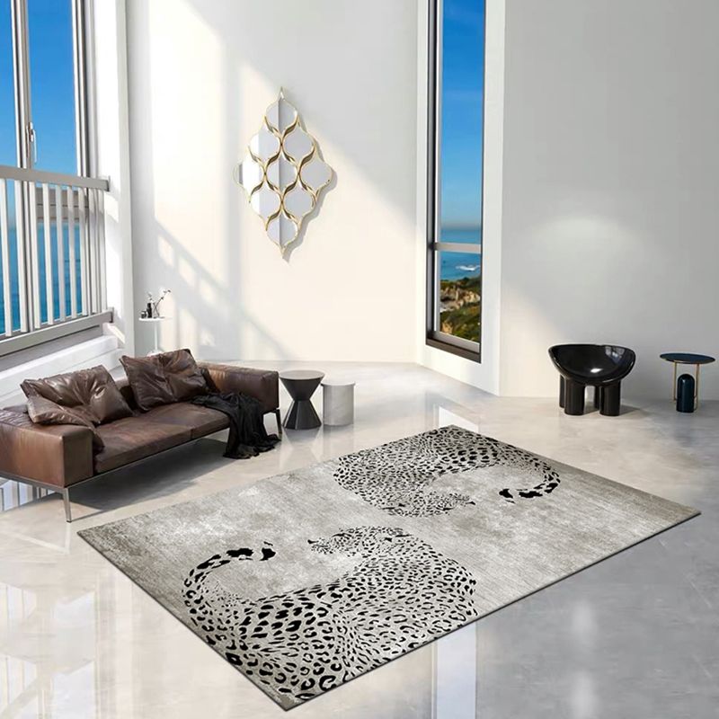 Funky Leopard Pattern Area Rug Modern Individuality Carpet Non-Slip Backing Rug for Home Decoration