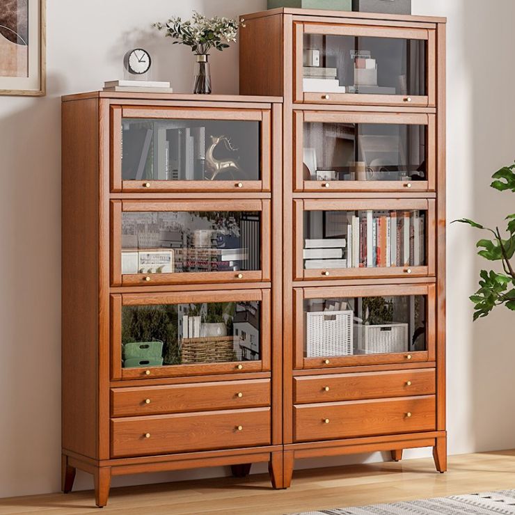 Contemporary Bookshelf Standard Wooden Bookcase with Cabinets